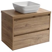 Sanicare Avenza badmeubel 80cm diveria oak met witte waskom 40x40cm