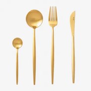 Matte Metallic Noya Bestekset 16-delig Mat Goud - Sklum