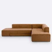 Hoekbank links of rechts, omvormbaar, fluweel met structuur, Ginosa