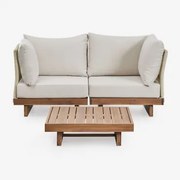 Tuinset Met Modulaire 2-delige Bank Met 2 Hoekfauteuils En Salontafel Van Acaciahout Dailin Acacia Bruin - Sklum