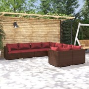 vidaXL 8-delige Loungeset met kussens poly rattan bruin