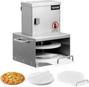 VEVOR Elektrische pizzadeegpers met 15 cm deegpersplaat, broodpers van roestvrij staal, commerciële vormmachine met verstelbare dikte en 100 stuks bakpapier, pizzadeegroller