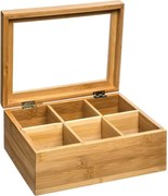 Secret de Gourmet theedoos 22 x 15 x 8,5 cm - 6 vakken - Bamboe