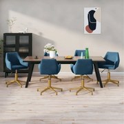 vidaXL Eetkamerstoelen draaibaar 6 st fluweel blauw