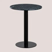Ronde Barkruk Ø60 Cm In Rocher Marmer Groen Marmer Big Flower & Zwart - Sklum