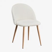 Kana Deluxe Eettafel Van Boucléstof Natuurlijk Hout & Bouclé Wit - Sklum