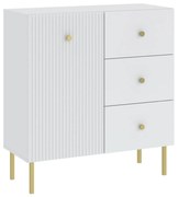 Commode VIENNA 1D3S Wit mat/goud - KAST MET LADEN EN GERIBBELDE FRONTEN