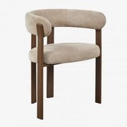 Eetkamerstoel Met Armleuningen, Gestoffeerd En Van Ijzer Jolie Donkerbruin Hout & Chenille Bruin Wheat - Sklum