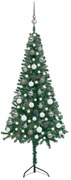 vidaXL Kunstkerstboom met LED's en kerstballen hoek 120 cm PVC groen