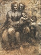 Kunstreproductie The Virgin and Child with Saint Anne, and the Infant Saint John the Baptist, Leonardo da Vinci