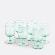 Set van 6 glazen op voet in bubbelglas, Faraji