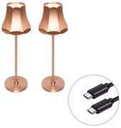 Buitenlamp met dimmer LED Set van 2 Retro tafellamp met dimmeren koper oplaadbaar IP44 - Granny Retro IP44 Buitenverlichting Lamp