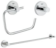 GROHE Essentials accessoireset 3-delig met handdoekhouder, handdoekhaak en toiletrolhouder zonder klep chroom 0438131/0438129/0438143/