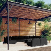 vidaXL 10-delige Loungeset met kussens poly rattan zwart