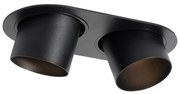 Afgeronde inbouwspot zwart GU10 70mm kantelbaar 2-lichts - Installa