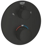 GROHE Grohtherm Douchemengkraan - afdekset - thermostatisch - 2 uitgangen - met omstelling - rond - matte black 1022082430