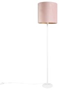 Romantische vloerlamp wit met roze kap 40 cm - Simplo Art Deco, Modern, Retro E27 Binnenverlichting Lamp