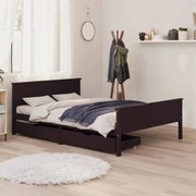 vidaXL Bedframe met 2 lades 140x200 cm massief grenenhout donkerbruin