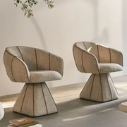 Pack Van 2 Draaibare Gestoffeerde Fauteuils Tallin Bouclé Natuurlijke Kleuren - Sklum