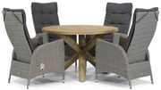 Tuinset Ronde Tuintafel 4 personen 120 cm Wicker Grijs Garden Collections Lincoln/Sand