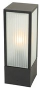 Staande buitenlamp zwart met ribbel glas 40 cm IP44 - Charlois Modern E27 IP44 Buitenverlichting