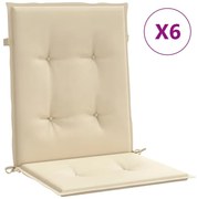 vidaXL Tuinstoelkussens 6 st 100x50x3 cm beige