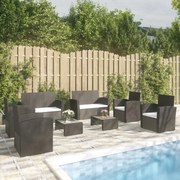 vidaXL 8-delige Loungeset met kussens poly rattan zwart