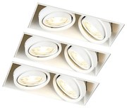 Set van 3 inbouwspots wit GU10 kantelbaar trimless 2-lichts - Oneon Modern GU10 Binnenverlichting Lamp