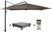 Icon zweefparasol 400x300 cm havanna met 150 KG voet en hoes