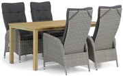 Tuinset 4 personen 160 cm Wicker Grijs Garden Collections Lincoln/Weston