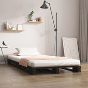 vidaXL Bedframe massief grenenhout zwart 90x200 cm