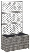 vidaXL Latwerkplantenbak verhoogd met potten 58x30x107 cm rattan grijs