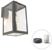 Smart buiten wandlamp grijs incl. Wifi G95- Sutton down Klassiek / Antiek, Landelijk / Rustiek, Retro E27 IP44 Buitenverlichting kubus / vierkant vierkant