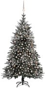 vidaXL Kunstkerstboom LED's, kerstballen en sneeuw PVC en PE 240 cm