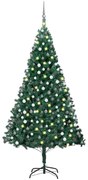 vidaXL Kunstkerstboom met LED's en kerstballen 210 cm PVC groen