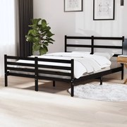 vidaXL Bedframe massief grenenhout zwart 135x190 cm 4FT6 Double