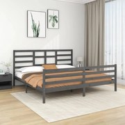 vidaXL Bedframe massief hout grijs 200x200 cm