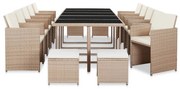 vidaXL 15-delige Tuinset met kussens poly rattan beige