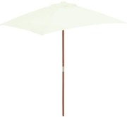 vidaXL Parasol met houten paal 150x200 cm zandkleurig