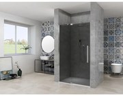 Van Rijn Products ST08 Nis Draaideur - 110x200cm - grijs rookglas - dikte 8mm - 2 delig - muurprofiel - stabilisatiestang - Chroom ST08300110GRCH
