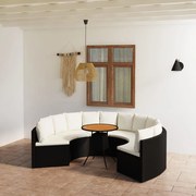 vidaXL 7-delige Loungeset met kussens poly rattan zwart