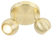 Retro ronde spot messing met plafondplaat 2-lichts - Gissi