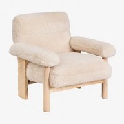 Pack Van 2 Fauteuils In Schapenvacht En Essen Hout Bernia White - Sklum