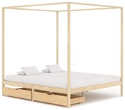 vidaXL Hemelbedframe met 2 lades massief grenenhout 180x200 cm