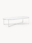 Ovale salontafel Antigua met glazen tafelblad in marmerlook