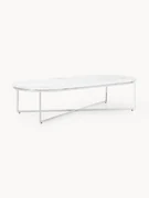 Ovale salontafel Antigua met glazen tafelblad in marmerlook
