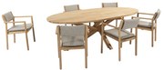 Prado Levi dining tuinset 7 delig 240x115xH75 cm ellips teak  4 Seasons Outdoor