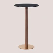 Ronde Hoge Bartafel In Marmer (ø60 Cm) Cosmopolitan Zwart Marmer & Roségoud - Sklum