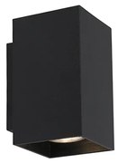 Moderne wandlamp zwart vierkant 2-lichts - Sandy