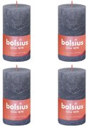 Bolsius Stompkaarsen Shine 4 st rustiek 130x68 mm schemerblauw